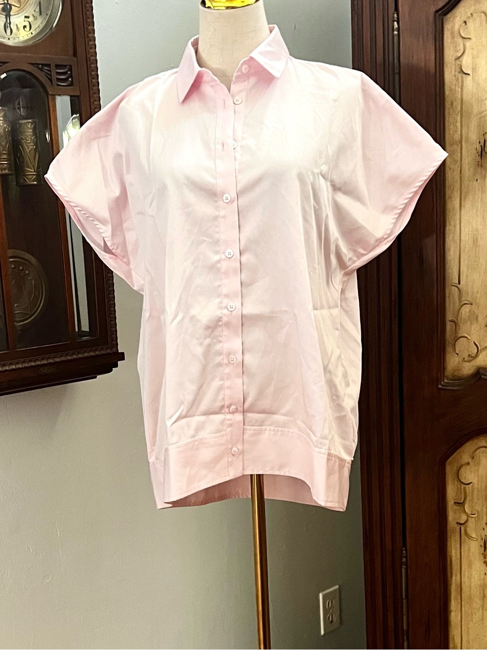 Pearl by Lela Rose Blouse Button Front Flutter Sleeve Collared Relaxed ,Size M - Picture 3 of 9